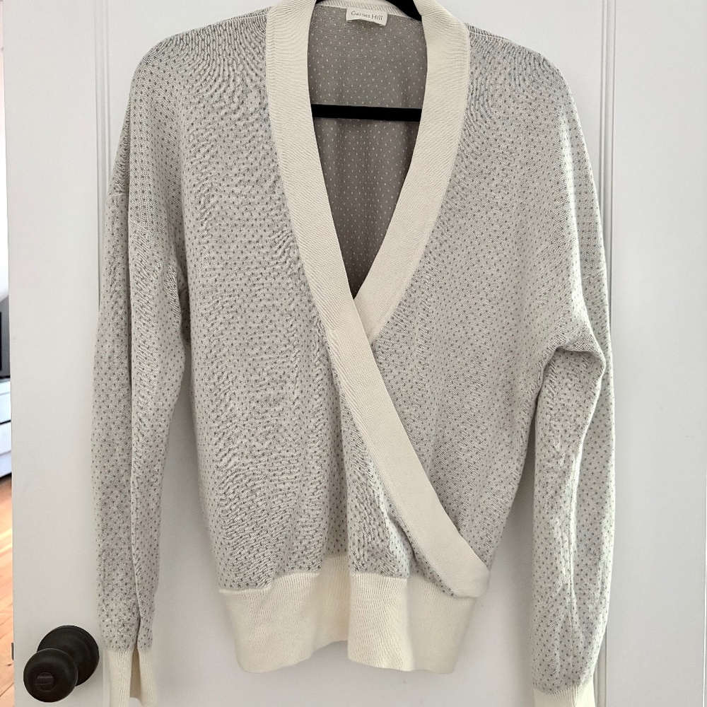 Garnet Hill - Tendu Cotton, Surplice Sweater